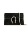 Gucci Supermini Dionysus Double G Velvet Shoulder Bag In 8176 Black