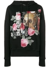 ALEXANDER MCQUEEN ALEXANDER MCQUEEN PATCHWORK SKULL AND ROSES HOODIE - BLACK