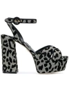 Dolce & Gabbana Flocked Metallic Canvas Platform Sandals In Black