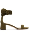 AQUAZZURA MOSS GREEN PALACE 50 SUEDE LEATHER SANDALS