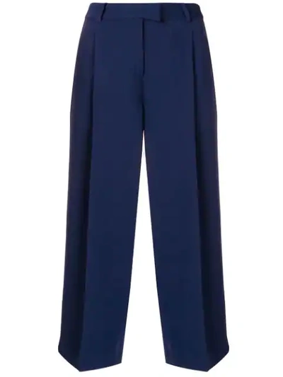 Michael Michael Kors Cropped Straight-leg Trousers In Blue