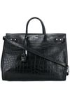 Saint Laurent Large Sac De Jour Crocodile-embossed Tote Bag In Black