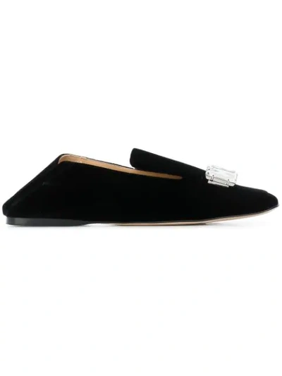 Sergio Rossi Square Toe Slippers In Black