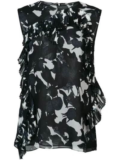 Jason Wu Collection Ruffle Floral Tank Top - 黑色 In Black