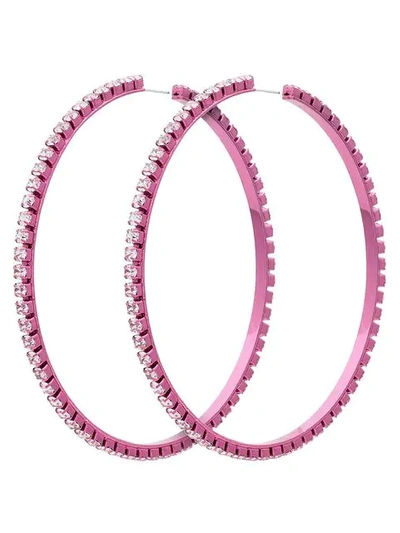 Area Pink Dorinda Crystal Hoop Earrings In Magenta