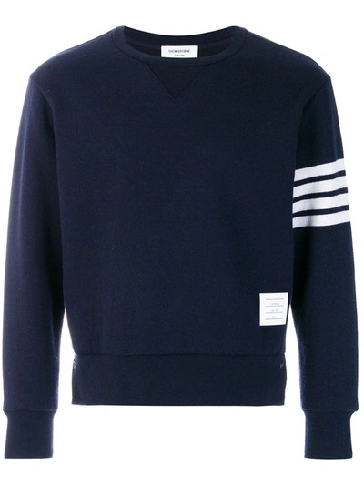 Thom Browne Navy Classic Four Bar Sweatshirt In Aegean Blue