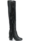 LAURENCE DACADE ALMOND TOE FRINGE BOOTS