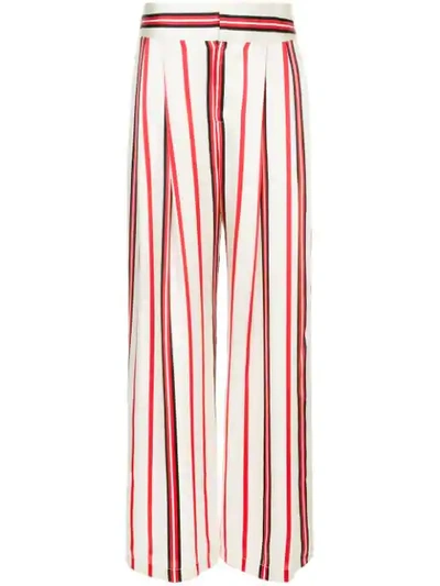 Maggie Marilyn Love Unconditionally Striped Silk Wide-leg Trousers In White