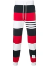 THOM BROWNE THOM BROWNE ENGINEERED RUGBY STRIPE CLASSIC LOOPBACK JERSEY SWEATPANTS - MULTICOLOUR