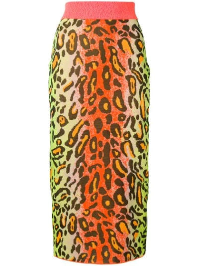 Stella Mccartney Neon Animal-print Fitted Pull-on Midi Skirt In Multicolor