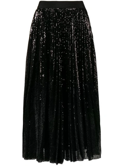 Msgm Pm Sequined Techno Midi Skirt In Black