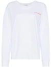 NATASHA ZINKO NATASHA ZINKO TEXT PRINT LONG SLEEVE COTTON T SHIRT - WHITE