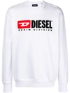 Diesel S-ginn-div Logo-print Sweatshirt In White