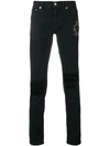 DOLCE & GABBANA CREST EMBROIDERED SKINNY JEANS