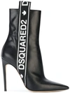 Dsquared2 Logo Stripe Ankle Boots In Black