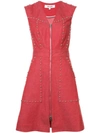 DIANE VON FURSTENBERG DVF DIANE VON FURSTENBERG STUDDED ZIP FRONT DRESS - RED