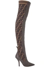 FENDI FF MOTIF THIGH-HIGH BOOTS