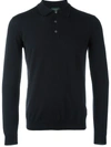 Zanone Long Sleeve Polo Shirt In Blue In Black
