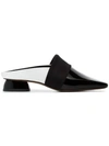 NEOUS BLACK AND WHITE ZYGO 15 PATENT LEATHER FLAT LOAFERS