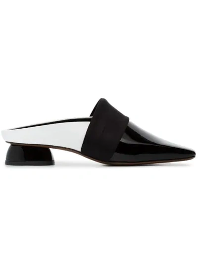 Neous Black And White Zygo 15 Patent Leather Flat Loafers In Black