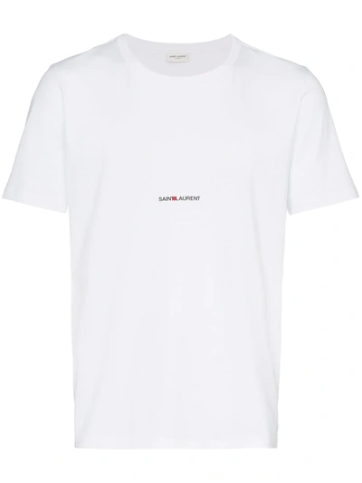 Saint Laurent White Cotton Logo T-shirt In Nocolor