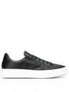 Ferragamo Men's Borg Leather Low-top Sneakers, Black In Black