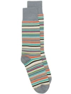 Paul Smith Horizontal Stripe Pattern Ribbed Edge Socks In Multicolour