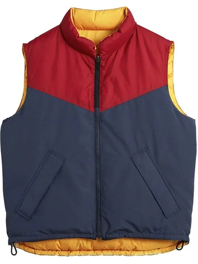Burberry Colour Block Reversible Padded Waistcoat In Multicolour