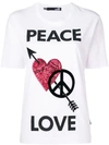 LOVE MOSCHINO LOVE MOSCHINO PEACE LOVE T-SHIRT - WHITE