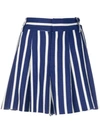 ALICE AND OLIVIA ALICE+OLIVIA STRIPED CULOTTE SHORTS - BLUE