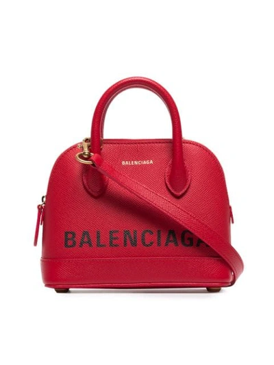 Balenciaga Ville Xxs Aj Printed Textured-leather Tote In Red
