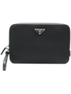 PRADA LOGO PLAQUE ZIPPED CLUTCH