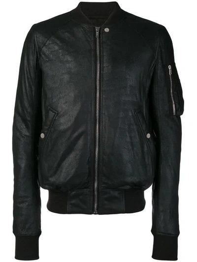 Rick Owens Zipped Bomber Jacket In Black