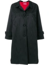 THOM BROWNE MOIRE TRACEE BOW BACK OVERCOAT