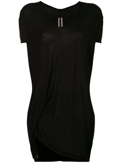Rick Owens Short Sleeve Asymmetric Hem T-shirt In Black