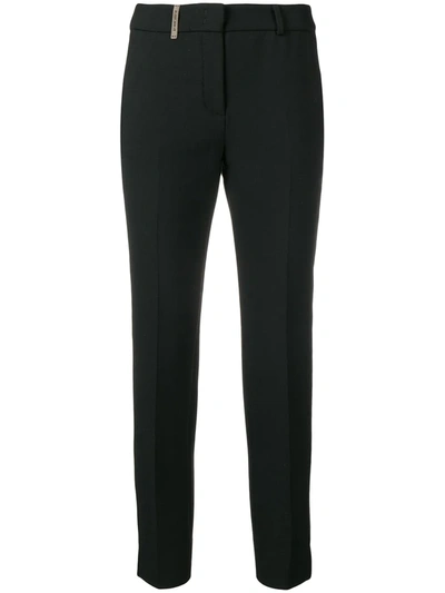 Peserico Cropped Straight Leg Trousers In Black  