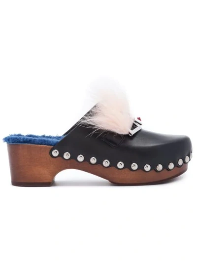 Fendi Square Eye Clogs In Brown