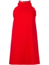 Miu Miu High-neck Scalloped Sleeveless A-line Cady Dress In Red