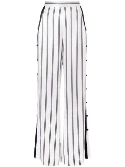 Fleur Du Mal Loop Trim Pants - 黑色 In White Pin Stripe