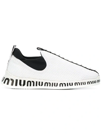 Miu Miu Mesh Slip-on Sneakers In White