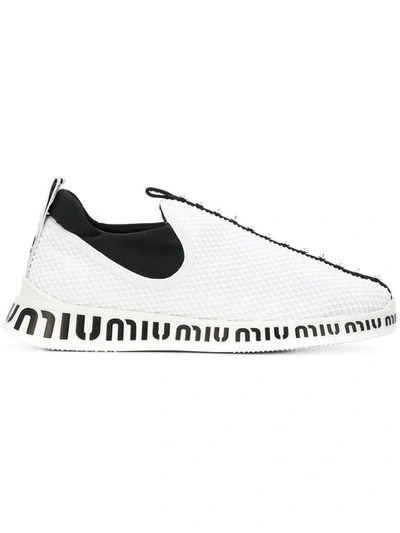 Miu Miu Mesh Slip-on Trainers In White