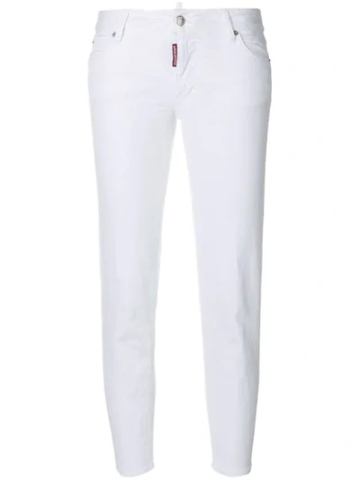 Dsquared2 Garment Dyed Cool Girl Cropped Jeans In White