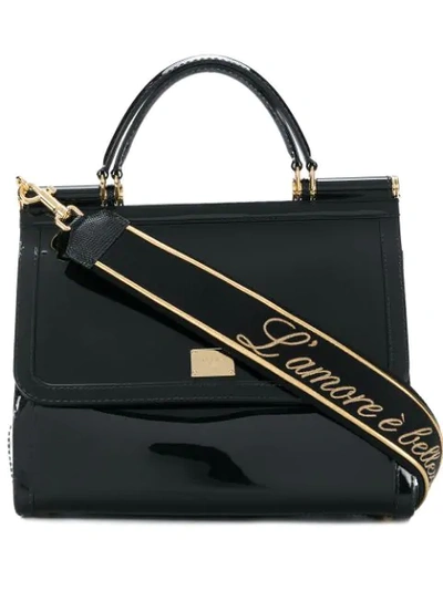 Dolce & Gabbana Sicily L'amour皮革单肩包 In 8s574 Black/multicolor