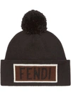 FENDI LOGO PATCH BEANIE HAT