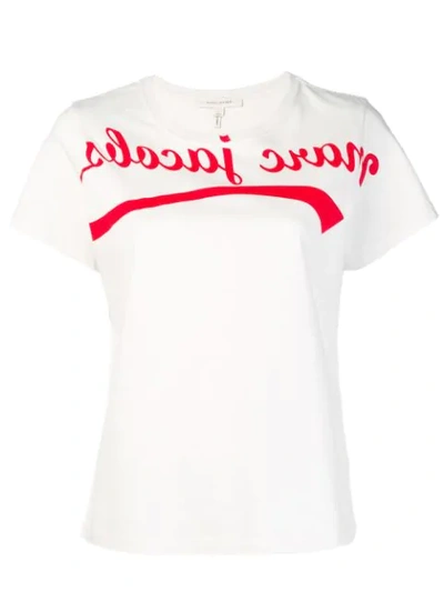 Marc Jacobs Reverse Logo Tee In Ivory/red