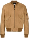 Saint Laurent Zipped Bomber Jacket In Neutrals