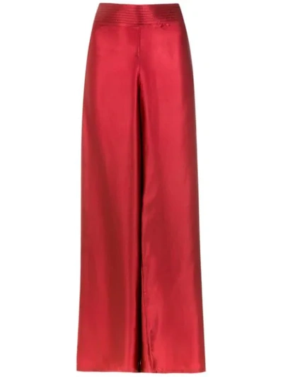 Amir Slama Silk Palazzo Trousers In Red