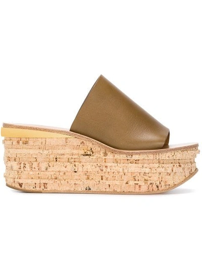 Chloé Camille Wedge Mules In Brown