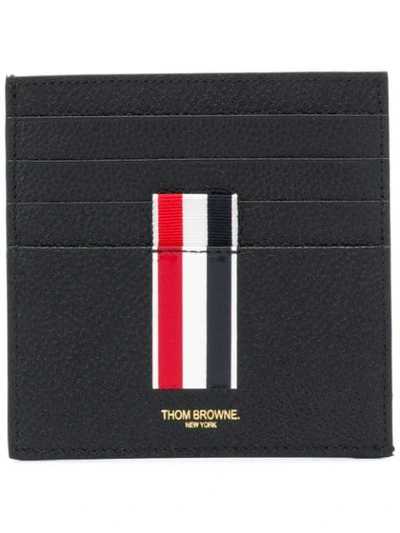 Thom Browne Stripe Detail Card Wallet In Black
