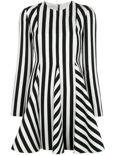 Valentino Striped Wool And Silk-blend Mini Dress In Ivory Black
